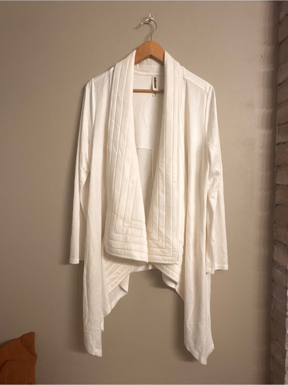 ANTHRO AMADI Draped Open-Front Quilted Cardigan